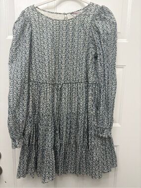 Paris Atelier Blue Floral Tiered Midi Dress